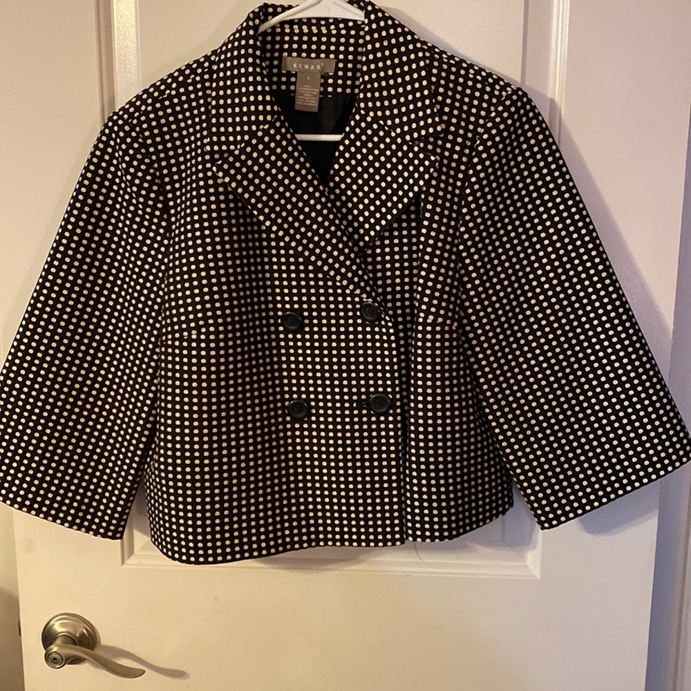 Kendar Black and white polkadot jacket